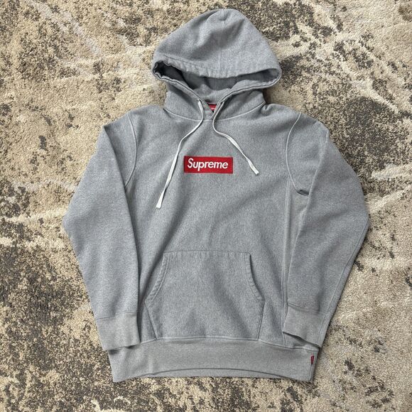 Supreme Box Logo Hoodie Gray Men's Large Heather Gray Long Sleeve Pullover - Picture 1 of 10